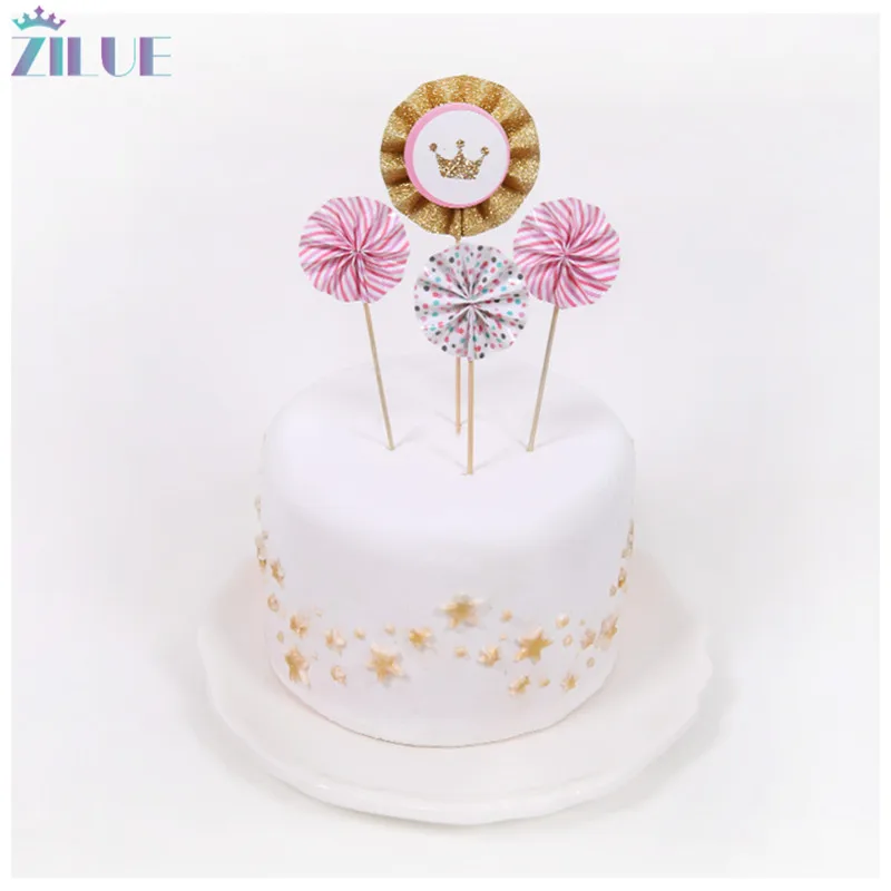 Zilue 4 шт./компл. бумажные вентиляторы флажки для торта несколько цветов можно