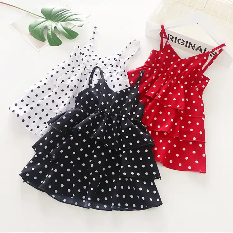 girls red and white polka dot dress
