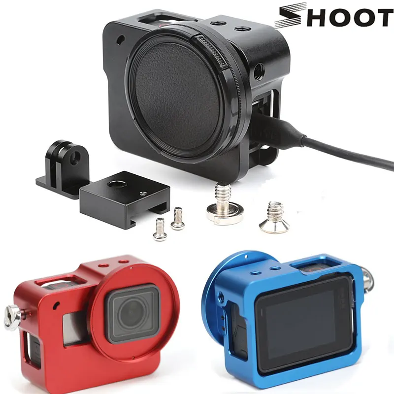

Aluminium Alloy Metal Rig Housing Case Protective Frame with 52mm UV filter for GoPro Hero 5 (black/blue/red) the cable work
