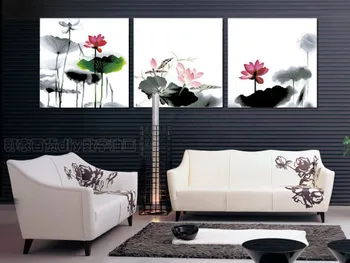 

Genuine DIY digital painting special living room landscape painting / three fight 50*150 ink lotus