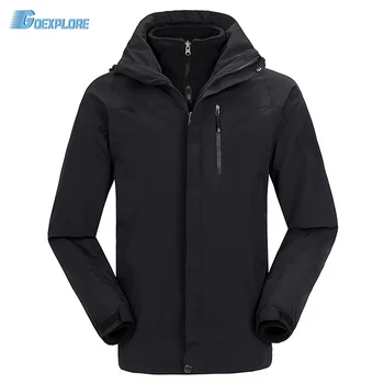 

Dropshipping outdoor waterproof thicken jakcet new travel ski outerwear coat sport double layer 3 in 1 winter jacket for mens