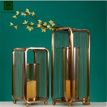 

Vintage Wedding Decoration Candle Holders Luxury Wedding Decor Collectible Metal Gold Geometric Candle Holder Modern JKL162