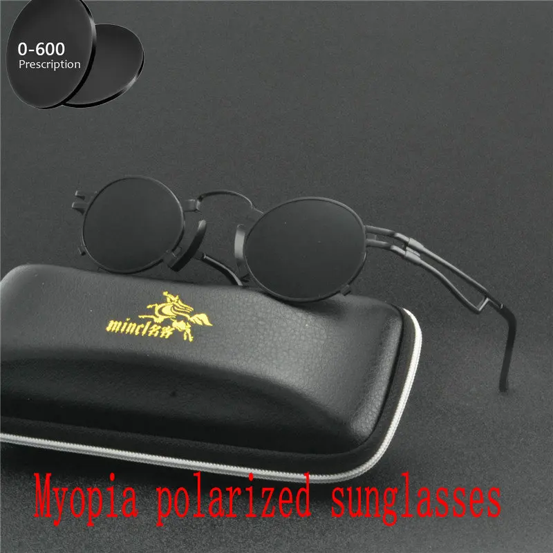 

Prescription -1.0 to -6.0 Finished Polarized Myopia Sunglasses Men Women Short sighted Optics round sunglasse with box FML