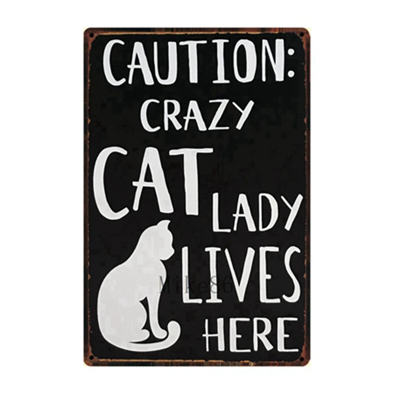 [Mike86] Crazy Chicken Lady Smile House Rules оловянный знак на заказ плакат персональный классический металлический декор художественная ZZ-01