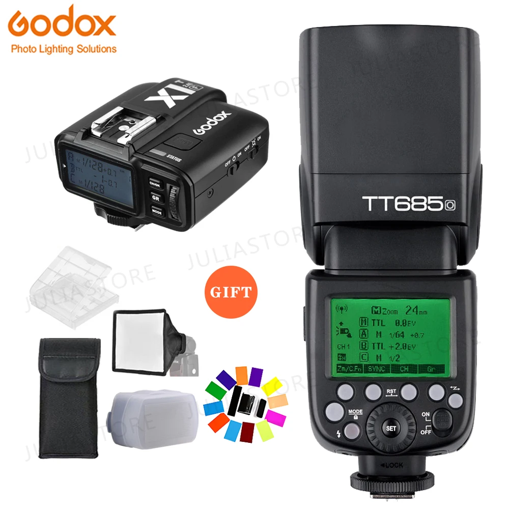 Беспроводная вспышка Godox TT685O TT685 2 4G HSS 1/8000 s TTL GN60 + X1T-O триггер для камеры Olympus/Lumix |