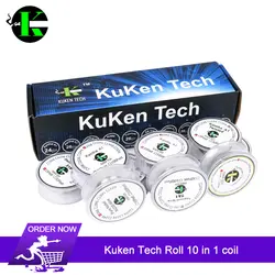 Kuken Tech в рулоне 10 в 1 готовые коробка разматывателя комплект катушки Clapton Quad катушки Tiger kanthl A1 для Vape DIY E сигареты готовые катушки