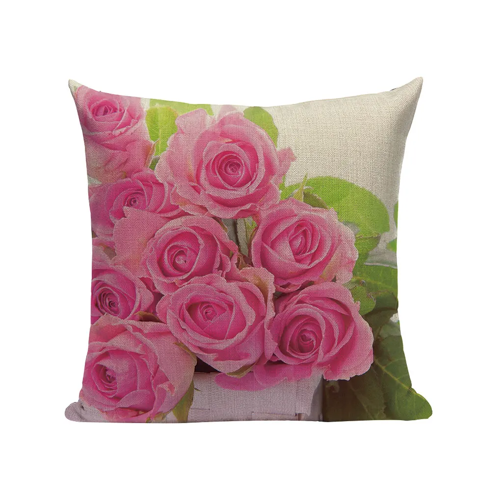Современные в стиле кантри Стиль розовый цветок белье подушки уникального дизайна, декоративная наволочка для диван автомобильное кресло подушка чехол Роза высокое качество Подушка - Цвет: 19375