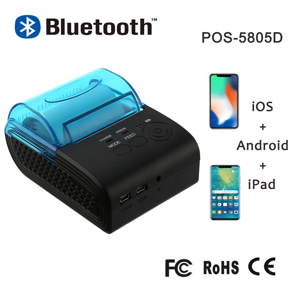 Портативный Миниатюрный Bluetooth Термопринтер для чеков принтер телефона Android iOS