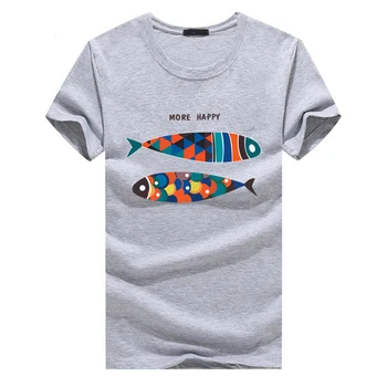 

Vogue Nice New T Shirt Men Fashion Men Colorful Fish Printed Pattern T-shirts Cotton Fitness Clothing Male Tops For Summer 4XL