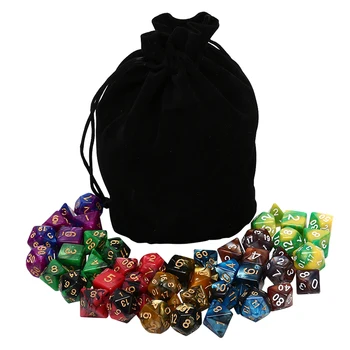 

49Pcs Polyhedral Dice DnD Dice Double Colors Dice with Drawstring Velvet Pouch for Dungeons/Dragons DND RPG MTG Games D4 D6 D8
