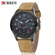 8152 топ продаж Curren Брендовые Часы из нубука коричневого цвета мужские военные часы из натуральной кожи кварцевые часы