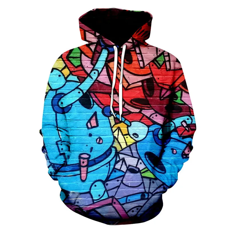 

ANGRY GOLDFISH European and American graffiti 3D printed hooded sweatshirts for men and women