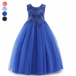 Для маленьких девочек длинные платья принцесс летняя детская кисточкой на день рождения свадебное платье с фатиновой юбкой YH-17