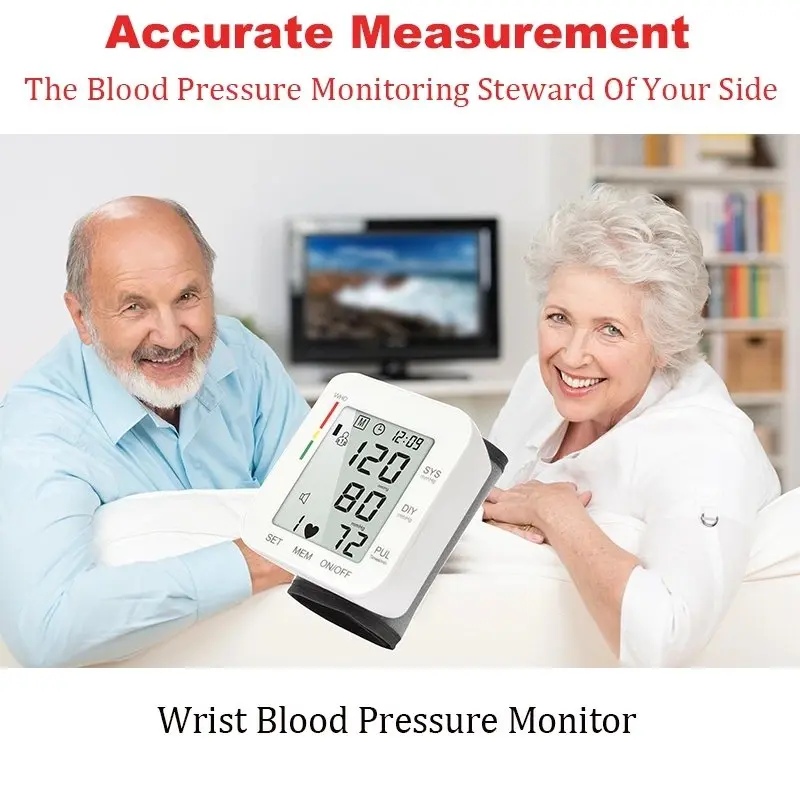 

Automatic Blood Pressure Digital Wrist Pulse Meter Phonetic Wrist Monitor LCD Display Tonometer Oximeter Blood Pressure Meter