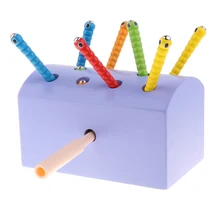 Магнитные деревянные рыболовные насекомое в отверстии ловить червя игрушки для детей раннего обучения Обучающие рыбы насекомые игры фиолетовый