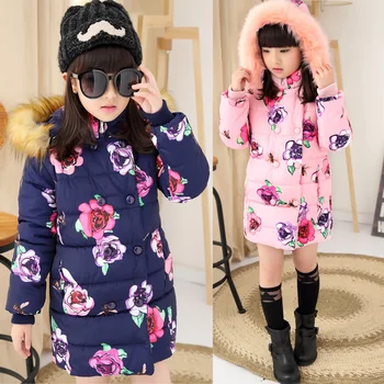 

ins hot girls winter parkas 4-13 years old children's down jacket hooded Big Fur collar Europe and the United States Russia hot