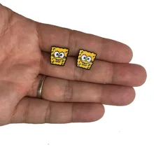 Новая модель, подарок на день рождения, эмалированные ювелирные изделия в виде животных, милые серьги Губка Боб Квадратные Штаны, женские серьги для детей