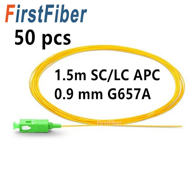 

1.5m 50pcs SC APC fiber pigtail LC APC fiber Pigtail Simplex 9/125 Single Mode Fiber Optic Pigtail - 0.9mm PVC Jacket