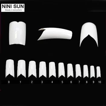 

High Quality 500Pcs+50Pcs White Sexy V Shapes Fake French Nail Art Tips Flare Style Professional Acrylic False Nails Full Tips