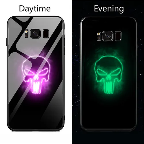 Светящийся стеклянный чехол для телефона Marvel Deadpool Человек-паук яд узор задняя крышка для samsung Galaxy s8 s9 Plus Note 8 чехол для телефона - Цвет: Style2