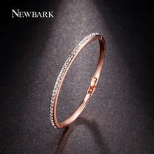 NEWBARK Rose Gold And Silver Color Love bracelets & bangles For Women Clear Or Multicolor CZ Paved Half Eternity Bangle Jewelry