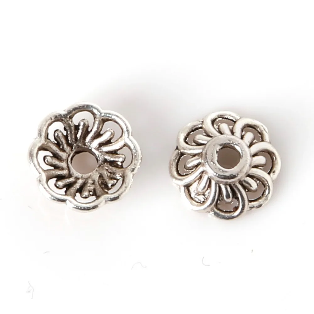 

High Quality 20Pcs 4*9mm Antique Silver Plated Zinc Alloy For Round Beads Caps&Flower Hat Fit DIY Jewelry Making Findings