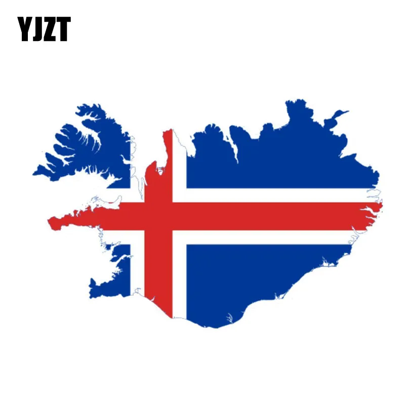 

YJZT 14.3CM*9.3CM Car Styling Iceland Map Car Sticker Reflective Flag Decal 6-0843
