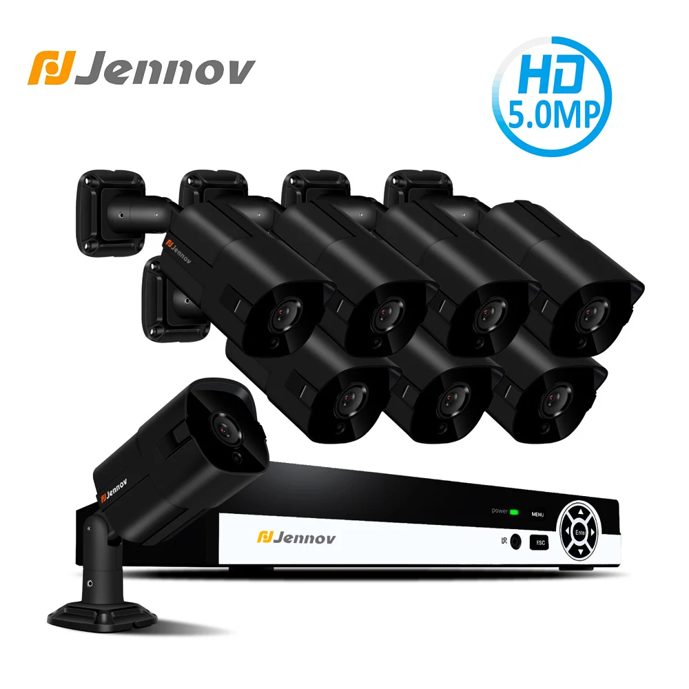 

Jennov H.265 5MP Security Camera System CCTV Set NVR Kit Video Surveillance POE P2P HD Night Vision Email Alerts Outdoor IP Cam