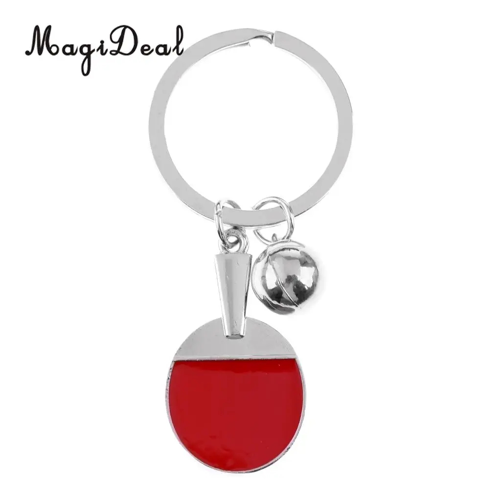 MagiDeal Sturdy Alloy Table Tennis Style Keychain Mini Paddle Ball Keyring Bag Decor Gifts Souvenir 