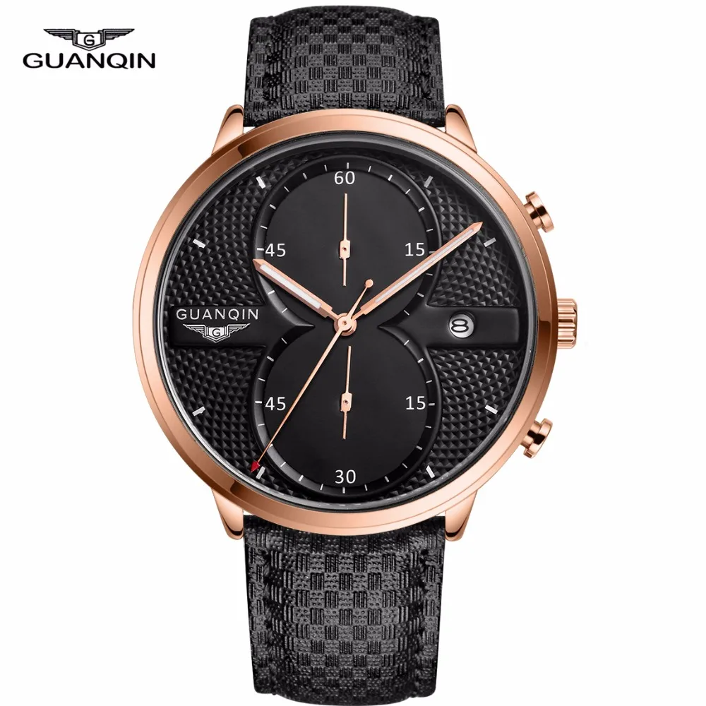 Мужские часы GUANQIN, мужские бизнес часы, Топ бренд, роскошные часы с хронографом, мужские спортивные кварцевые наручные часы, мужские часы