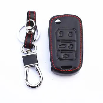 

WFMJ Genuine Leather Remote 5 Buttons Key Chain Holder Cover Case Fob For Chevrolet Camaro Cruze Equinox Impala Malibu SS Sonic