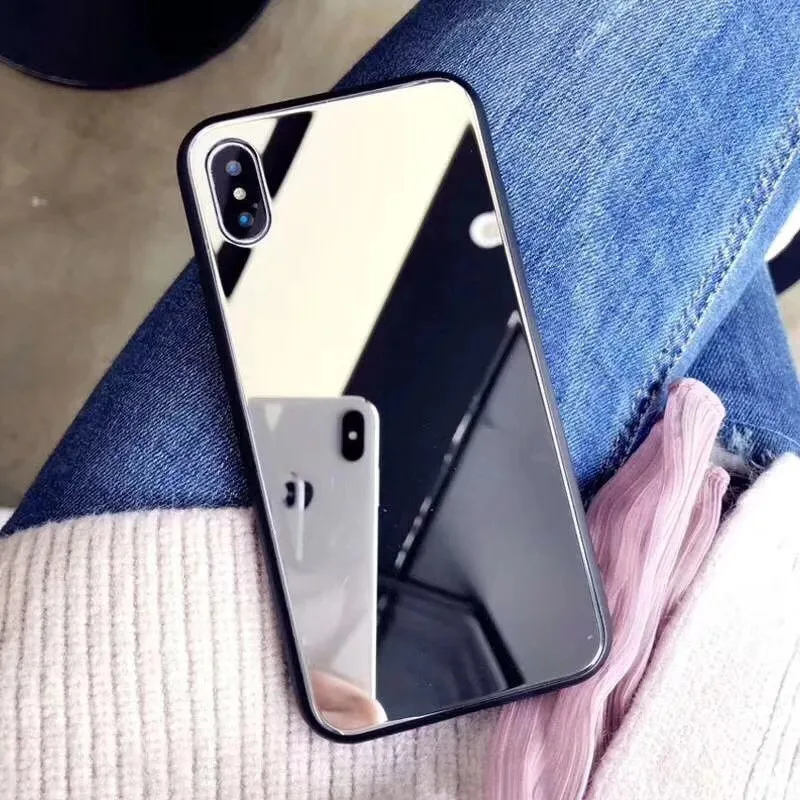 Fashion Original Ultrathin Mirror Plain Case Silicone Edge Mirror Glossy Tempered Glass Back Cover For Huawei P20lite P20 P20pro (4)