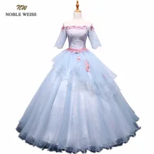 

NOBLE WEISS Gray Prom Dresses Lace Appliques Beading Robe De Soiree Ball Gown Sexy Organza Prom Gown With Short Sleeves