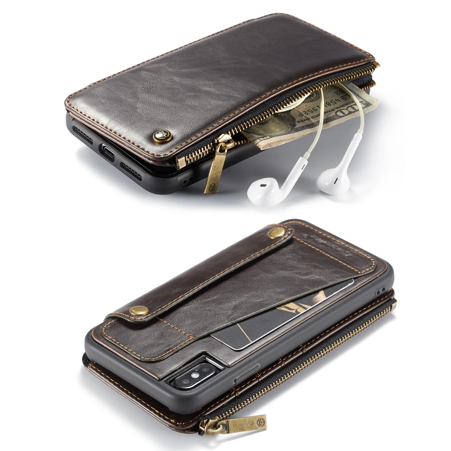 Подходит для iphonex xsmax xr защитный чехол кожаный бумажник 2 в 1 съемный кожаный чехол с откидной магнитной крышкой для iphone6 6 S plus 78 plus