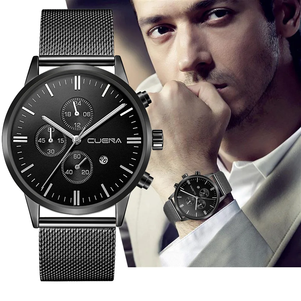 Fashion Pria Jam Tangan Kristal Stainless Steel Kuarsa Jam Tangan Analog Jam Tangan Gelang Pria