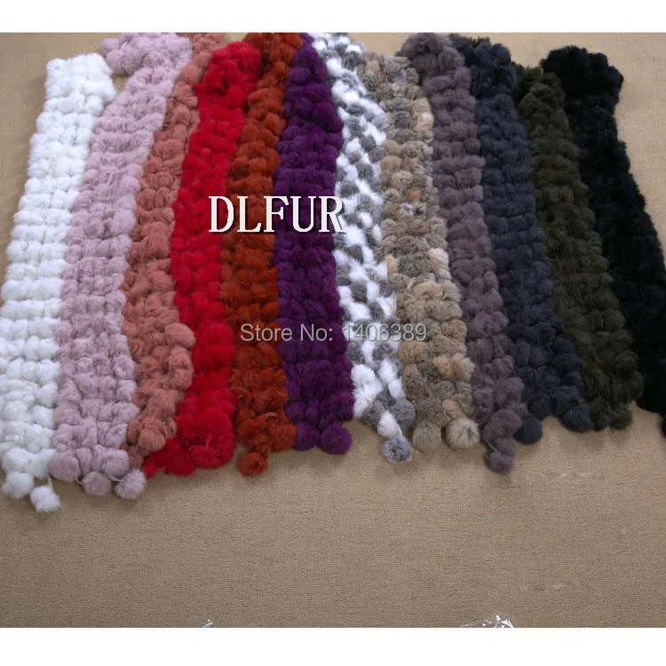 

DL6052 Free Shipping Cheap Rabbit Fur Scarf For Women Natural Rabbit Fur Ball Scarves Women Winter Warm Scarf