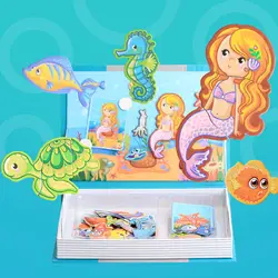 Магниты 3d Пазлы montessori игрушки для детей магнитные животных наклейка с русалкой, головоломка, развивающие игрушки для детей смешные кирпичи