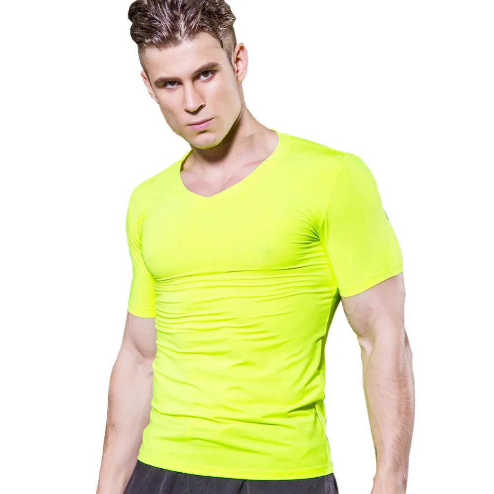 #1118 Mens V Neck Skinny Bodybuilding Gym Sports Run Compression Base Layers Under Tops T Shirts Thermal Tees Top Men S-XXL | Спорт и
