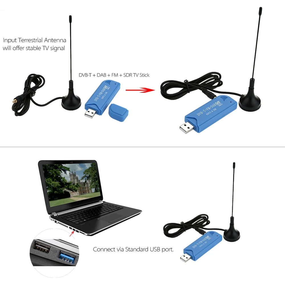 Портативный цифровой USB 2,0 Мини ТВ-Стик ключ DVB-T+ DAB+ FM RTL2832U+ R820T2 Поддержка SDR тюнер приемник Andriod ТВ аксессуары 4,8