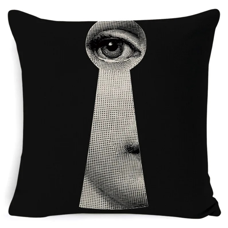 XL-16-2222 Fornasetti женский чехол для подушки для лица Европейский Винтажный Стильный чехол для подушки диван автомобильное домашнее сиденье Decora льняная бежевая наволочка 45*45 см - Цвет: XL-16-2222