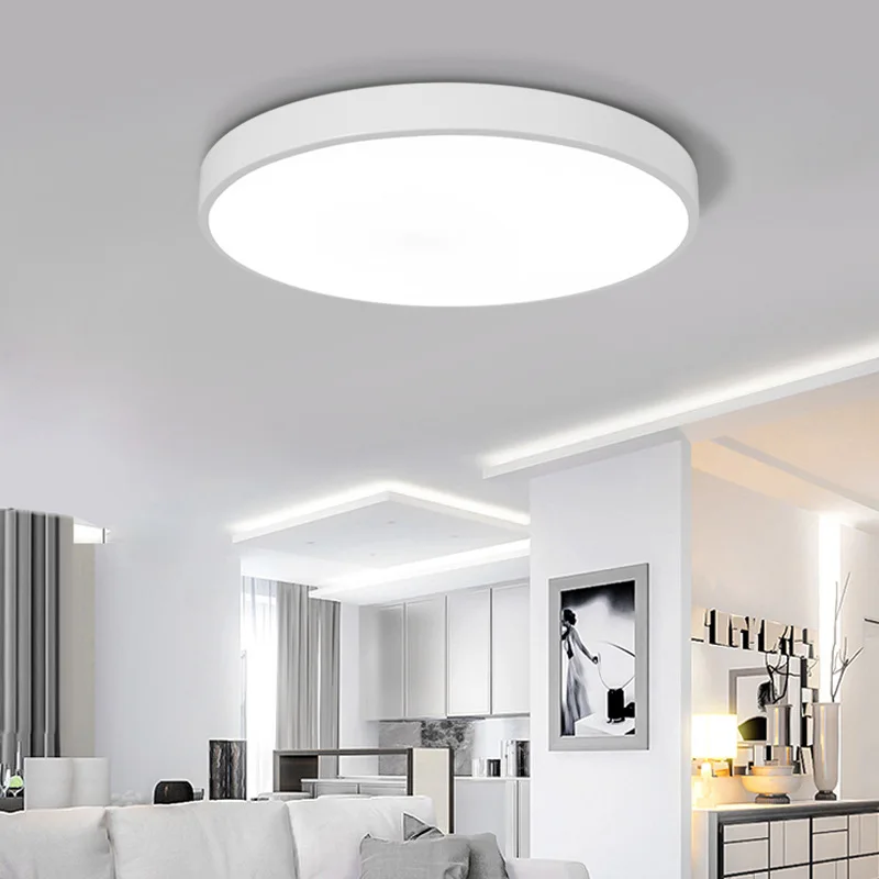 

LED Ceiling Light Modern Lamp 40cm Round 5cm Thin Living Room Fixture Bedroom Kitchen Surface Mount Flush Panel White Color