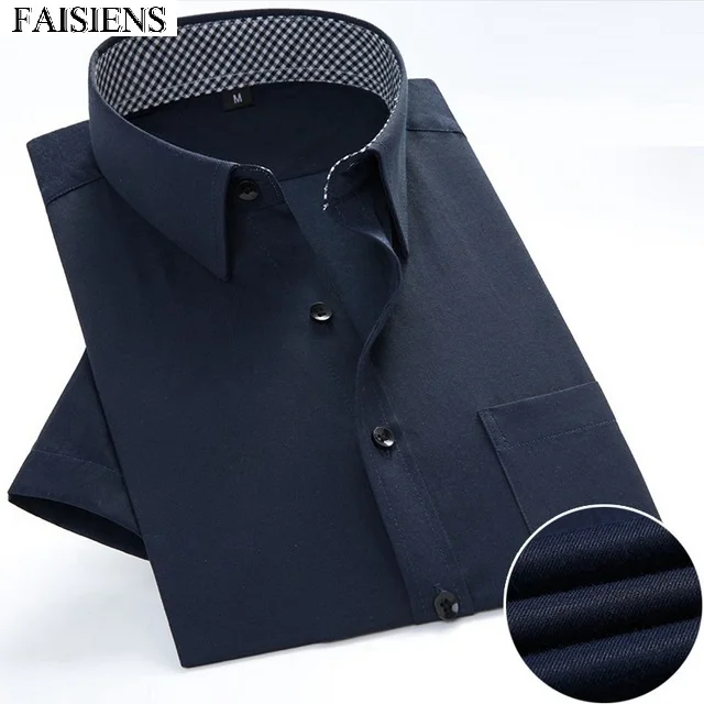 Мужская рубашка большого размера, летняя официальная рубашка 8XL 9XL 10XL размера плюс, рубашка большого размера, свадебная рубашка с коротким рукавом 12XL 14XL 7XL, Большая распродажа, деловые рубашки - Цвет: Plaid Collar-blue