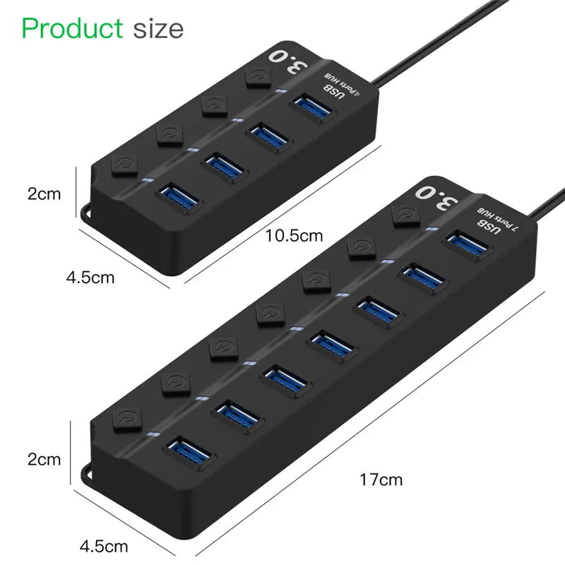 Высокая скорость USB 3,0 концентратор 4/7 порт USB3.0 HUB разветвитель на/выключение светодиодного индикатора С EU/US адаптер питания для ноутбука MacBook PC