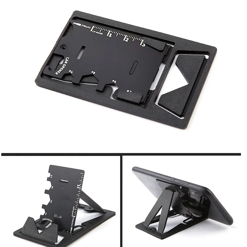 

Protable Mobile Phone Holder Stand EDC Mini Card Knife Universal Multifunctional Folding Phone Bracket Bottle Opener Tool Kits