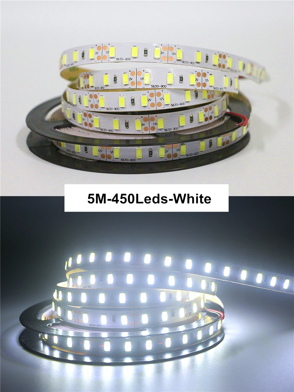 DC 12V SMD 5630 Светодиодный светильник 5m/roll 300 450 600 светодиодный s 5730 гибкий барный не