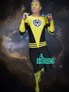 

Free Shipping DHL Custom Made Yellow Lantern Sinestro Corps Cosplay Costume Male Bodysuit Superhero Tight Halloween Catsuit