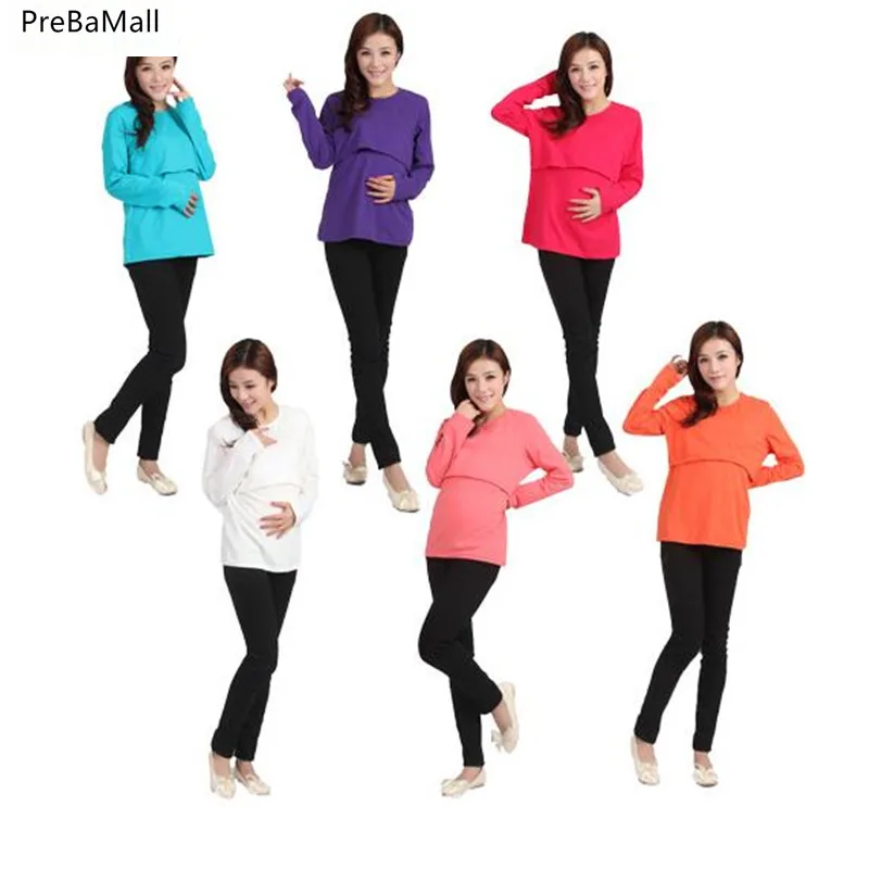 

Maternity breastfeeding clothes for pregnant women long sleeve nursing jacket underwear autumn winter maternity pajamas A0036