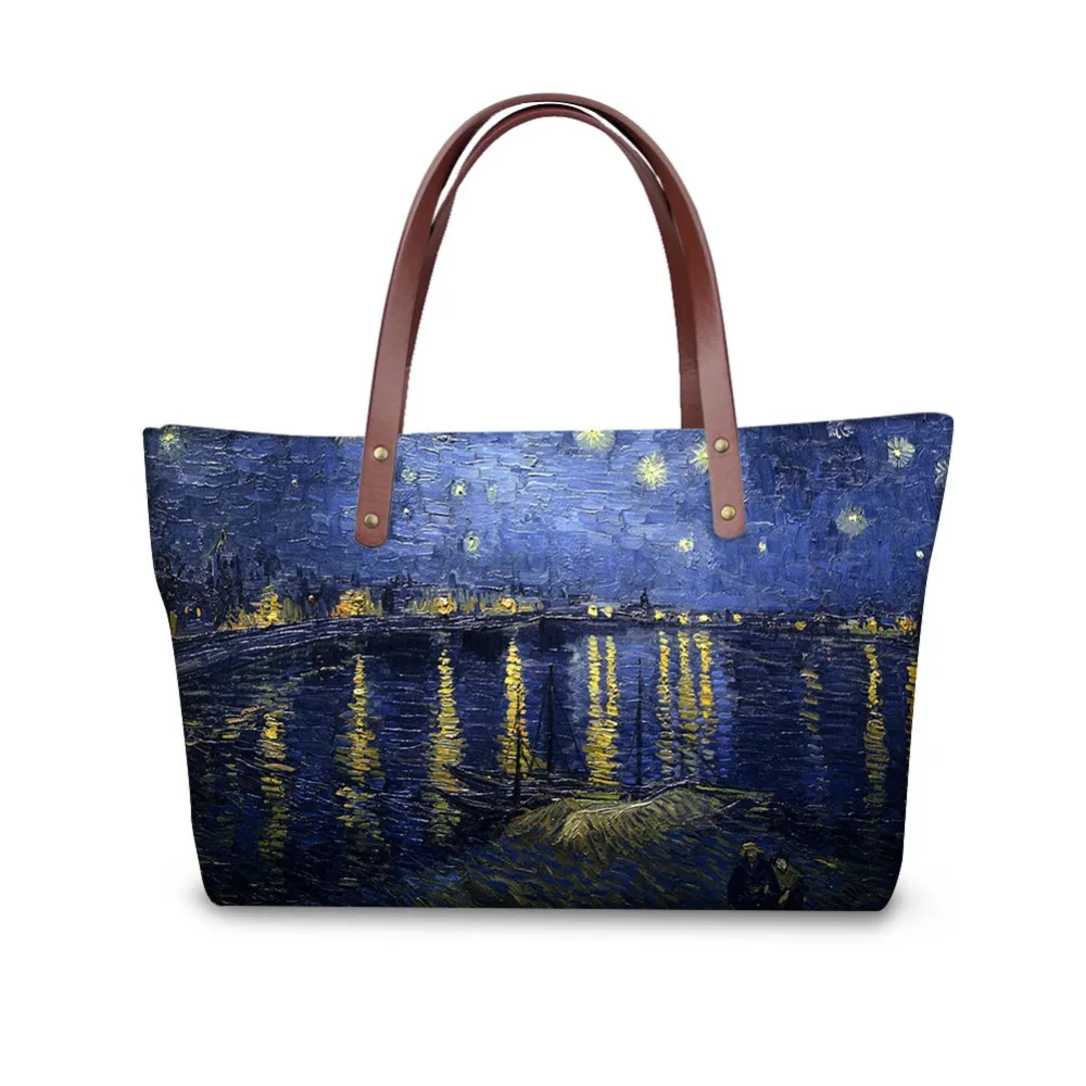 Женская сумка через плечо, сумка-тоут, сумки Винсента Ван Гога, принт звездной ночи, женские сумки на плечо, для девушек, большая сумка-мессенджер, пляжная сумка