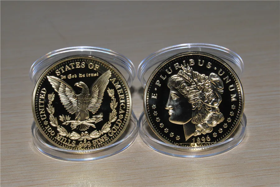 United States 1896 Gold Plated Morgan Dollar Souvenir Coin E