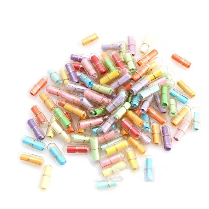 100PCs(approx.)/Pack Message in a Bottle Message Capsule Letter Love Pill Full Clear Wish Bottle With Paper Scrip Storage